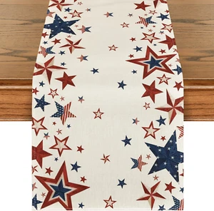 Old Style Stars American Flag 4Th of July Table Runner, Memorial Day Kitchen Din - Picture 1 of 12