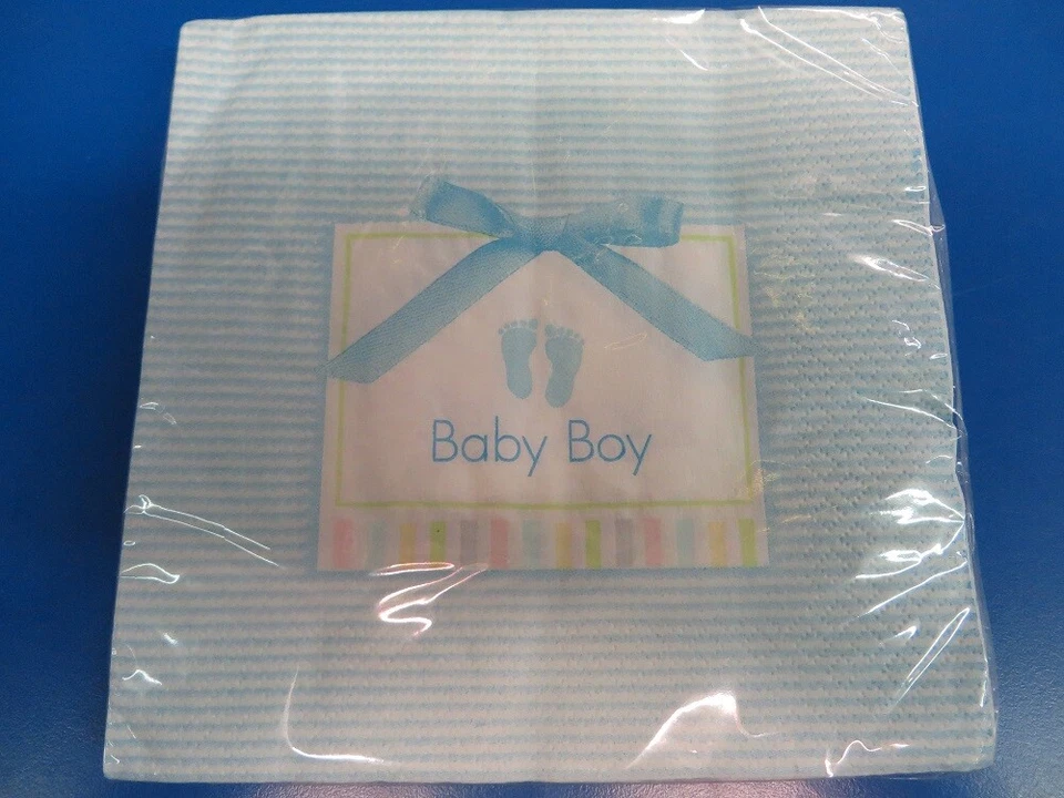 Servilletas de papel para almuerzo fiesta baby shower pies huellas azules suaves para bebé niño Foto 1 de 1