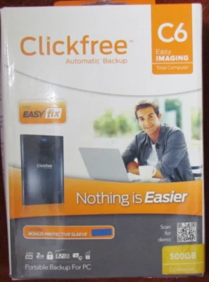 Clickfree Automatic Backup C6 For PC Computer Portable 500GB Storage NEW - Image 1 of 2