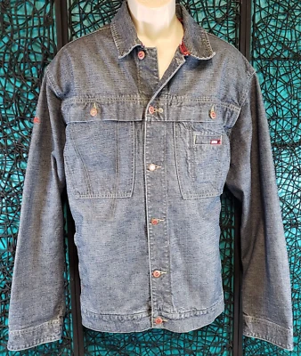 JAQUETA JEANS MASCULINA VINTAGE MECCA BOTÃO TAMANHO. L AZUL Y2K URBAN HIP HOP LEIA! - Imagem 1 de 4