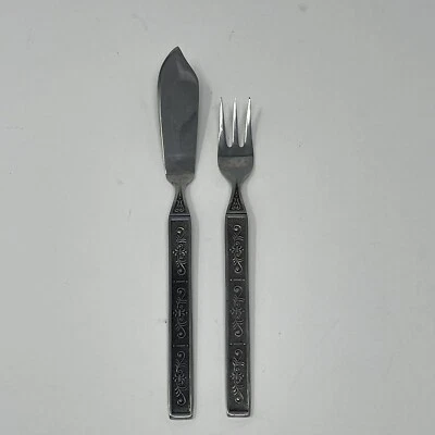 Stylecraft SYF10 Stainless Steel Butter Knife Fish Fork Square Tip Scroll Japan - Image 1 of 4