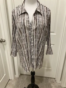 Pretty Stretchy Brown & Black Scott Taylor Top SZ 3X Short Sleeves - Picture 1 of 11