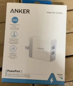 ⚡️Anker 2-Port PowerPort 24W Wall Charger - White - Picture 1 of 2