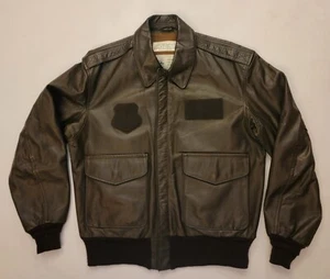USAF Men Flight Jacket 38SH Leather Sheepskin Defense Logistic USA Made 90s 1256 - Picture 1 of 12