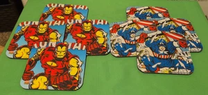 Captain America & Iron Man Neoprene Marvel Comics Coasters (8 total, 4 each) - Picture 1 of 3