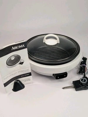 Aroma® 3Qt. Parrilla eléctrica interior Grillet® 3 en 1 - blanca (sin precio) Foto 1 de 4
