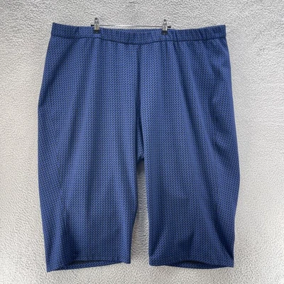 Calça capri Ulla Popken feminina 32 azul preta geométrica jacquard elástica - Imagem 1 de 4