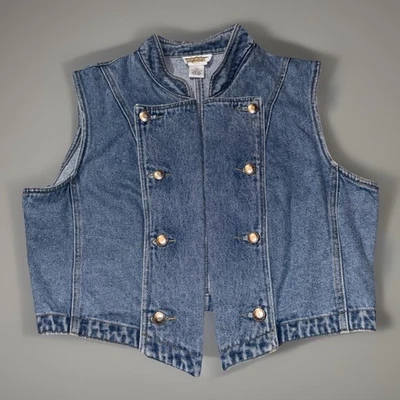 Chaleco Jean Cambridge Dry Goods Company Vintage Denim Ligero Algodón Concha Talla L Foto 1 de 4
