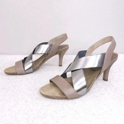 Босоножки с ремешками женские ANYI LU Bella Pump 12 серебристо-коричневые крест-накрест - Изображение 1 из 4