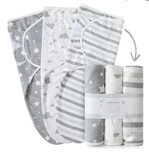 3 X Little Seeds Swaddle Blanket 0-3 Months, Organic Cotton - Picture 1 of 7