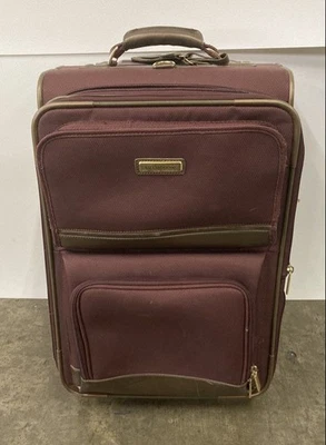 Vintage 90s Liz Claiborne Burgundy Rolling Carry On Suitcase Luggage Gold Tone - Image 1 of 4