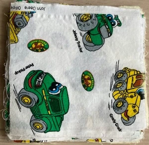 Vtg John Deere Fabric 11 Squares Johnny Tractor Danny Dozer Grady Grader 5" x 5" - Picture 1 of 8