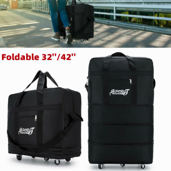 32&quot;/42&quot; Expandable Rolling Wheeled Luggage Foldable Duffel Spinner Suitcase