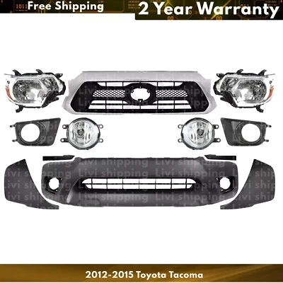 Front Bumper Cover Paintable & Headlights Kit For 2012-2015 Toyota Tacoma Foto 1 de 4