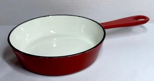 Figment Mini Cast Iron Skillet 6" Red & White Enamel - Oven Safe to 500 Degree - Picture 1 of 8