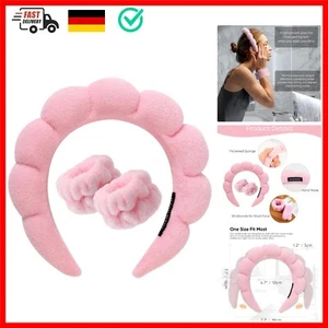 Spa Stirnband zum Waschen Gesicht Wristband Set Schwamm weiches Frottee Make-... - Bild 1 von 7