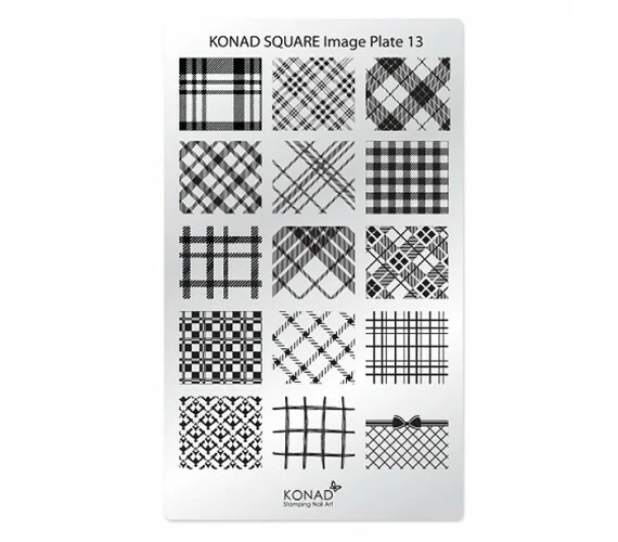 Konad Stamping Nail Art Square Image Plate No.13 Plaid Designs - Image 1 of 2
