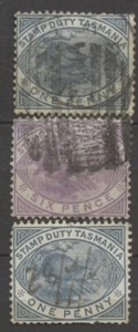 Nº: 128919 - TASMANIA - "STAMP DUTY" - LOTE DE 3 SELLOS ANTIGUOS - ¡USADOS!! - Imagen 1 de 1