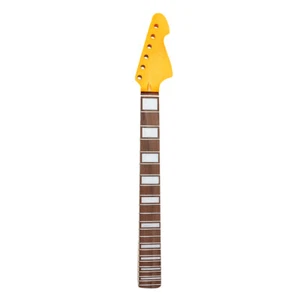 Mástil de guitarra de arce 22 trastes 24 pulgadas bloque de diapasón de palo de rosa incrustación pintura amarilla - Imagen 1 de 6