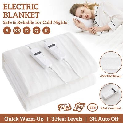 LINENOVA Plush Electric Blanket Fully-Fitted King Single Washable Warm Underlay - image 1 of 4