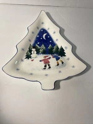 Plato de caramelo vintage Nikko Winter Wonderland en forma de árbol Deb Mores Foto 1 de 3