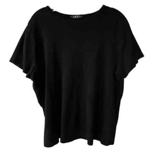 Lauren Ralph Lauren Black Size 2X Ribbed T-Shirt top  - Picture 1 of 10