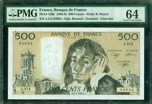 Frankreich 1990, 500 Franken, Pick # 156h. PMG 64 Choice UNC - Bild 1 von 2