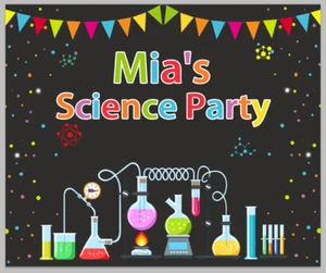 SCIENCE LAB BIRTHDAY PARTY BANNER BACKDROP DECORATION - Bild 1 von 4