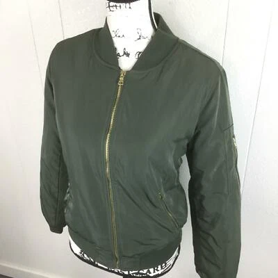 Chaqueta Bomber KENDALL & KYLIE Completa Cremallera Manga Larga Verde Para Mujer Talla Mediana Foto 1 de 4