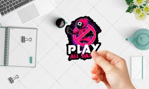 Play All Day,SquidGame ( 139 )High Quality Vinyl Stickers - Picture 1 of 4