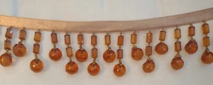 BEADED FRINGE ~ By the Yard ~ Amber and Gold ~ 1.75" Wide ~ NEW! - Picture 1 of 2
