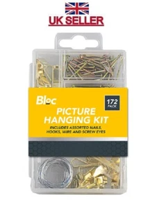 Picture Hanging Kit Big Assorted Hooks Nails Wire Kit Photo Frame Mirror Canvas - Picture 1 of 5