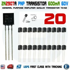 20pcs 2N2907A 2N2907 KSP2907 Transistor PNP 0.6A/60V TO-92 USA Seller - Picture 1 of 2