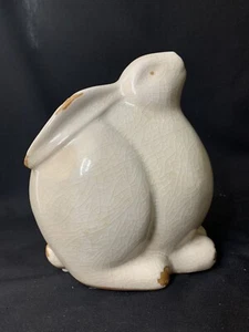 Farmhouse rabbit bunny figurine Pottery distressed Crackle glaze 6.75” - Picture 1 of 12