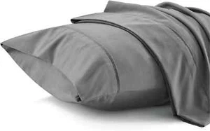 Queen Pillow Cases Set of 2 Dark Grey Polyester Microfiber Pillowcase 20x30 Inch - Picture 1 of 7