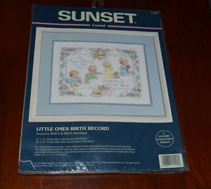 Sunset Crewel Little Ones Geburtsrekord 11102 Größe 14x11 Vintage - Bild 1 von 2