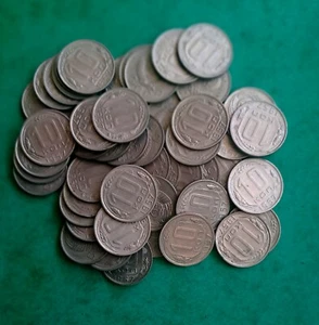 Russia USSR CCCP 1957 year coins 10 kopeks SICKLE & HAMMER COMMUNISM  X50 PIECES - Picture 1 of 1