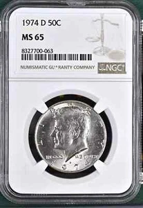 Moneda detallada de medio dólar Kennedy 1974-D 50 centavos NGC MS65 SIN CIRCULAR #D - Imagen 1 de 2