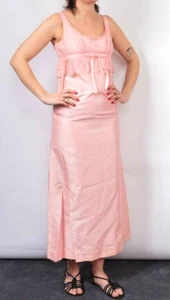 JEAN VARON pink column lace silk prom maxi dress VTG Size 12 Empire line 1960's - Picture 1 of 10
