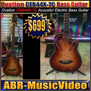 Ovation CEB44X-7C Acoustic/ Electric Bass Guitar (Cognac Burst)