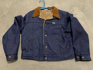 Vintage 70er Wrangler Jeansjacke Gr. 20 Sherpa Kunstfell gefüttert Cord USA - Bild 1 von 9
