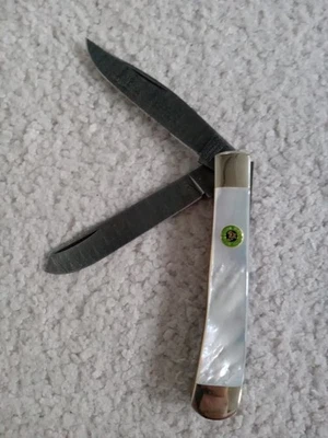 RARE Tree Brand Trapper Knife - Damascus - Mother of Pearl - 01662 - Only 1/?!!! - Image 1 of 4