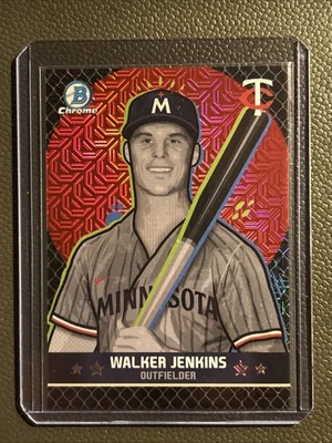 2025 Bowman Chrome Ascensions Red Mojo #BA-8 Walker Jenkins (2/5) Twins RC - Image 1 of 4