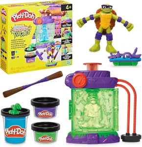 Play-Doh Teenage TMNT Mutation Station Playset Bendy Modellino Donnie 4 pollici - Foto 1 di 7