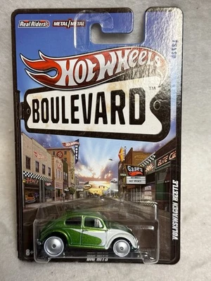 Hot Wheels Boulevard Volkswagen Beetle Riding Real Rider's verde/blanco B2 Foto 1 de 4