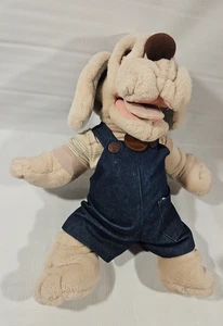 Ganz Bros Wrinkles Dog Hand Puppet Plush Denim Overall 1981 Vintage - Picture 1 of 16