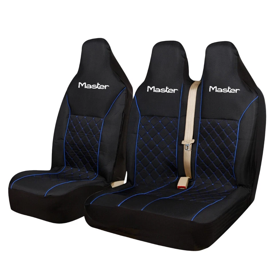 PARA RENAULT MASTER - FUNDAS DE ASIENTO DE FURGONETA ACOLCHADAS AZULES DE LUJO - INDIVIDUALES + DOBLES Foto 1 de 1