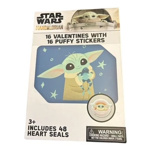 Star Wars Mandalorian Baby Yoda Grogu 16 Valentines Puffy Stickers Set - Picture 1 of 3