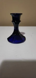 Cobalt Blue Glass Candle Holder 4.25" Hexagon Base Elegant Vintage Decor - Picture 1 of 7