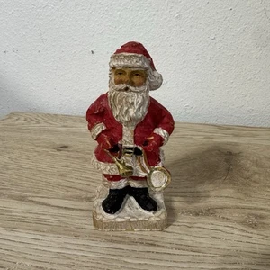Hand Carved & Painted Wood Santa Claus 6” Figurine Drum Trumpet Vintage Folk Art - Picture 1 of 11